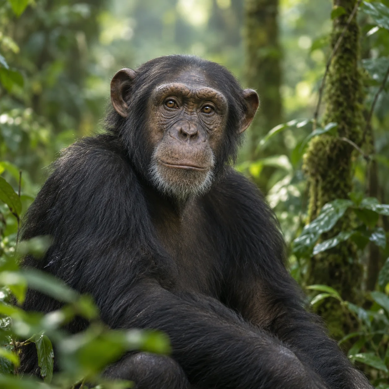 Representative chimpanzee image; photo awaiting confirmation for Sunday